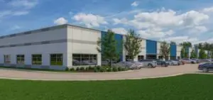 A rendering of the exterior of an industrial building.